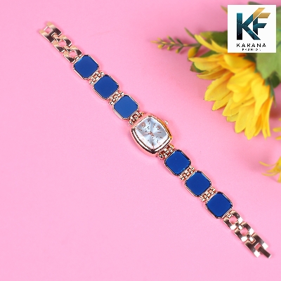 Picture of Fashionable new stylish Stainless Steel and diamond cut stone Chain analogue dial premium watch for ladies