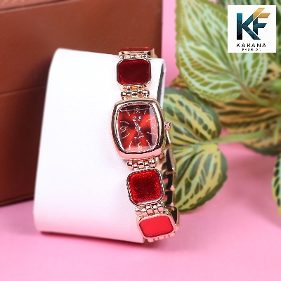 Picture of Fashionable new stylish Stainless Steel and diamond cut stone Chain analogue dial premium watch for ladies