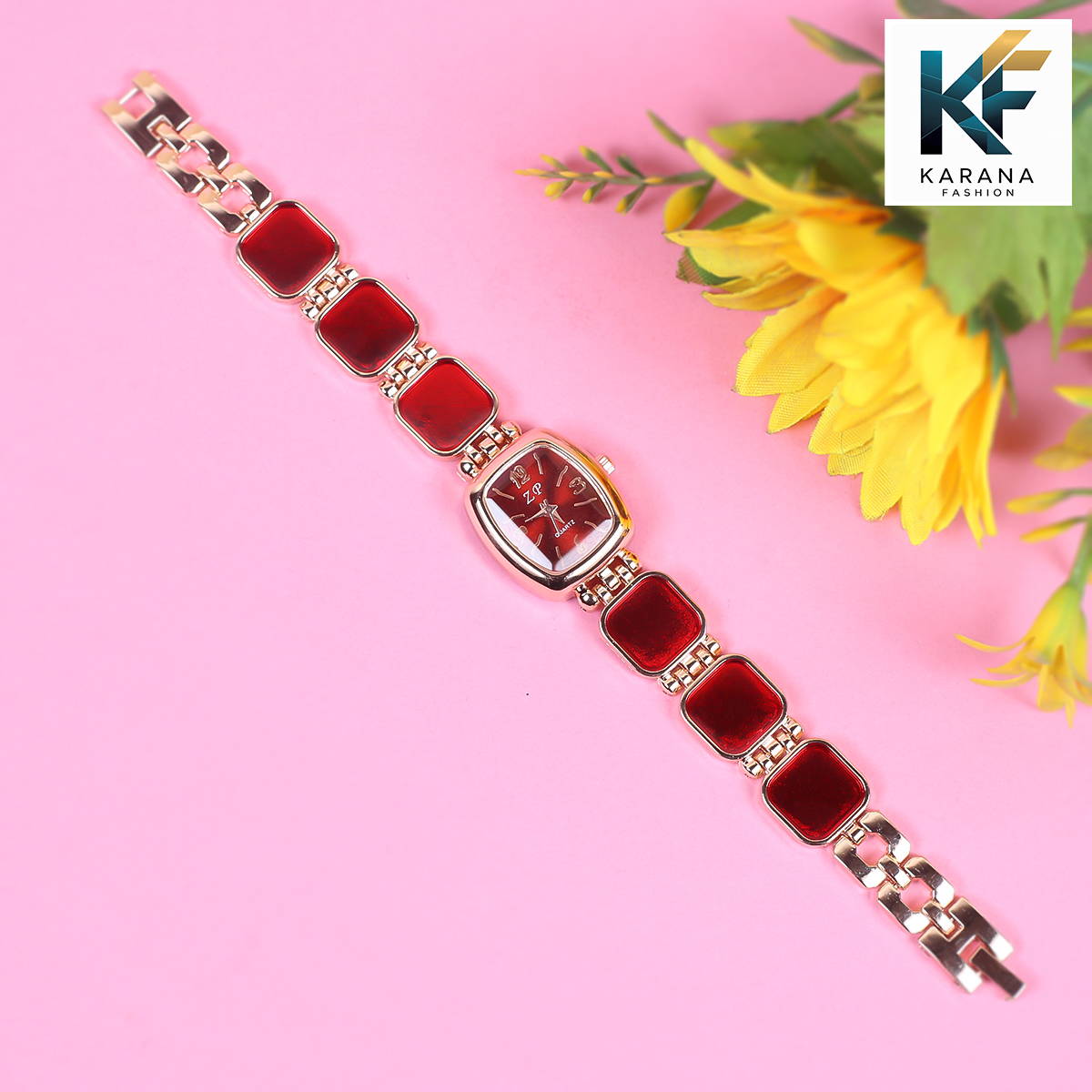 Picture of Fashionable new stylish Stainless Steel and diamond cut stone Chain analogue dial premium watch for ladies