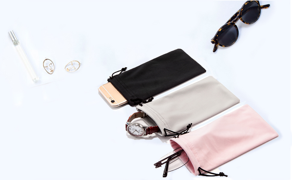 Picture of Pocket Cloth Eyeglasses Eyewear Accessories Glasses Pouch Sunglasses Bag 3pcs
