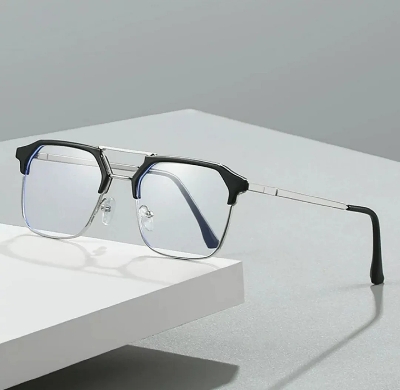 Picture of New Fashionable Glasses for Men n Women Anti-reflective and radiation proof Black White Glasses Metal Frame.( Black )