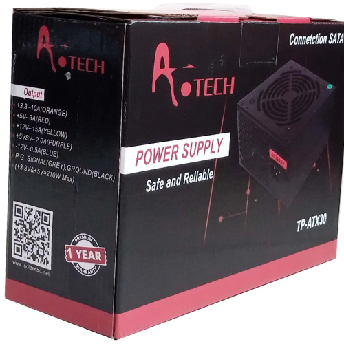 Picture of A.Tech TP-ATX30 200W ATX12V Power Supply with 120mm Fan, Single Rail, and 1 Year Warranty
