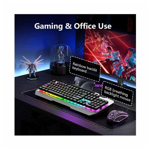 Picture of Aula T102 Rainbow Backlight Black Wired Keyboard & Mouse Combo( Black )