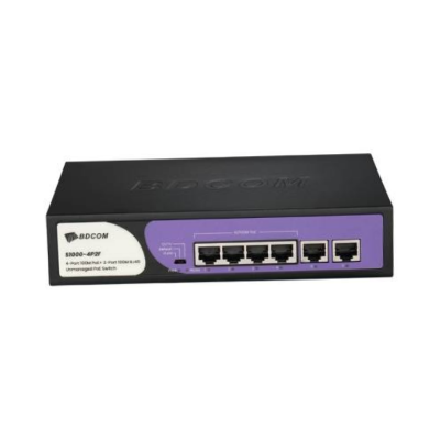 Picture of BDCOM S1000-4P2F 4-Port PoE+, 2-Port 100M RJ45 Unmanaged Switch( Black )