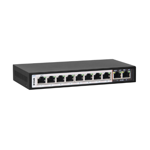 Picture of D-Link DES-F1010P-E 8 Port Ethernet + 2 Port Uplink with 96Watts 10/100 PoE Switch( Black )