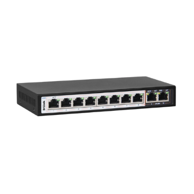 Picture of D-Link DES-F1010P-E 8 Port Ethernet + 2 Port Uplink with 96Watts 10/100 PoE Switch( Black )