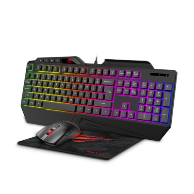 Picture of Havit KB889CM Rainbow Wired Gaming Keyboard, Mouse & Mouse Pad Combo Set( Black )