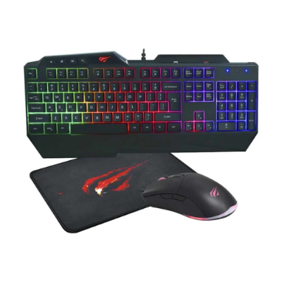 Picture of Havit KB889CM Rainbow Wired Gaming Keyboard, Mouse & Mouse Pad Combo Set( Black )