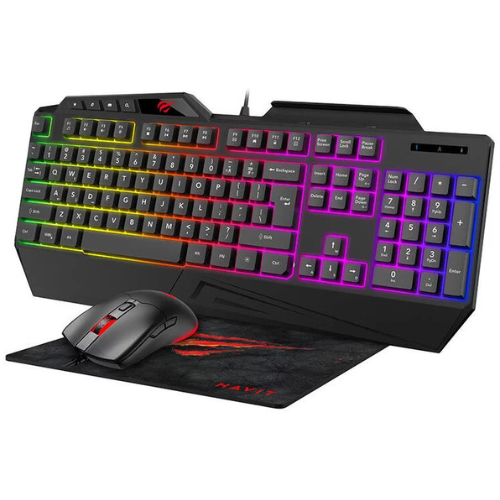 Picture of Havit KB889CM Rainbow Wired Gaming Keyboard, Mouse & Mouse Pad Combo Set( Black )