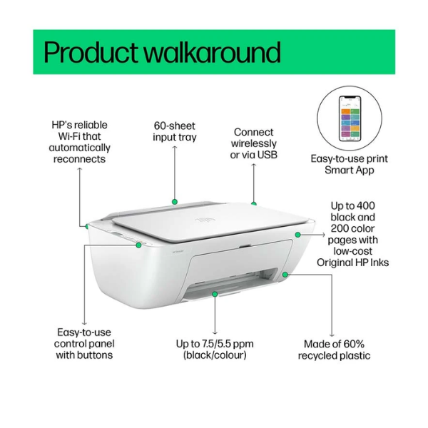 Picture of Hp Deskjet Lnk 2875 All-in-One Multifunction Wifi Printer( White )