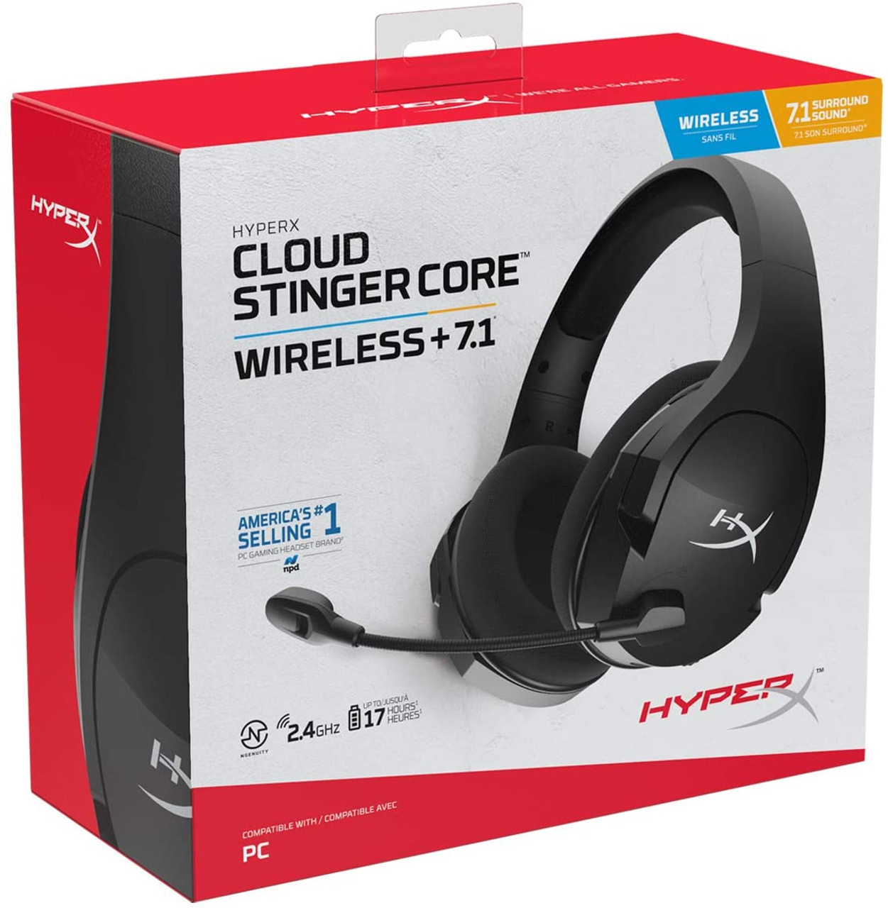Picture of HyperX #4P4F0AA#  Stinger Core Wireless + 7.1 Surround Sound Gaming Headset( Black )