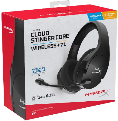 Picture of HyperX #4P4F0AA#  Stinger Core Wireless + 7.1 Surround Sound Gaming Headset( Black )