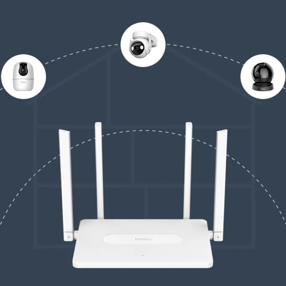 Picture of imou HR12F AC1200 Dual Band 8MB ROM + 64MB RAM WiFi 4 Antena Upto 2000Sft Router With Free T-shirt( White )