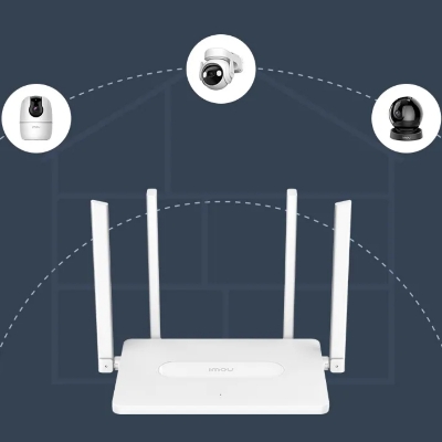 Picture of imou HR12F AC1200 Dual Band 8MB ROM + 64MB RAM WiFi 4 Antena Upto 2000Sft Router With Free T-shirt( White )