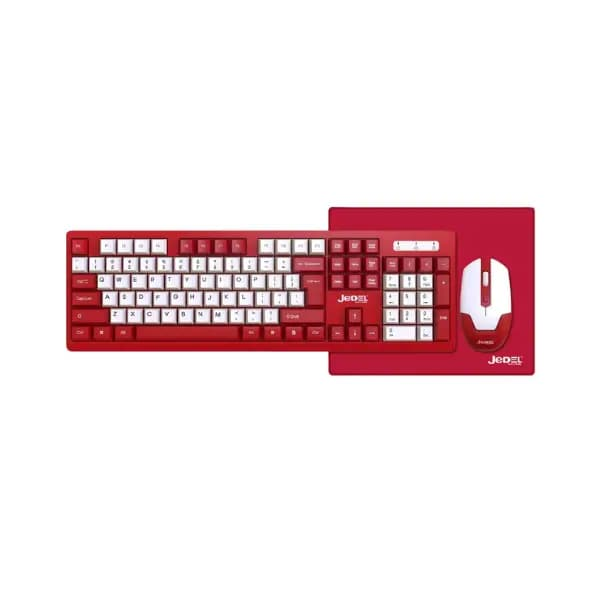 Picture of Jedel WS737 Wireless 3 in 1 Keyboard, Mouse & Mousepad Combo( Red )
