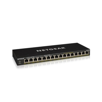 Picture of Netgear GS316P 16 Port Gigabit Ethernet Unmanaged PoE+ Switch with Flex PoE (115W)( Black )