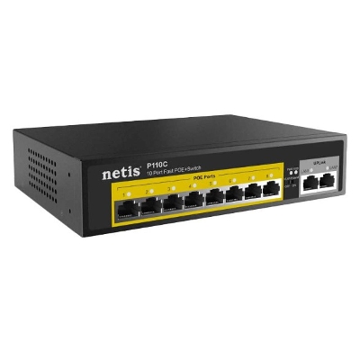 Picture of Netis P110C 10-Port (8PoE+2RJ45) Standard POE Switch( Black )