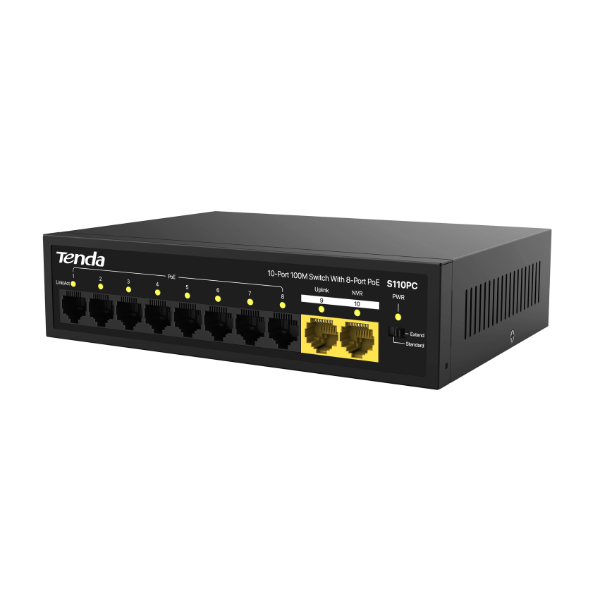 Picture of Tenda S110PC 80 Watt (8 PoE Port) Switch( Black )