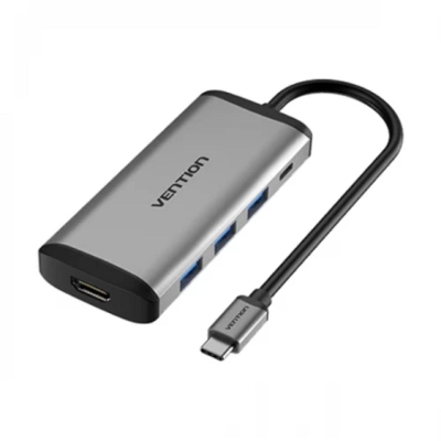 Picture of Vention CNBHB Type-C Male to HDMI, Tri USB3.0 & PD Female Converter( Grey )