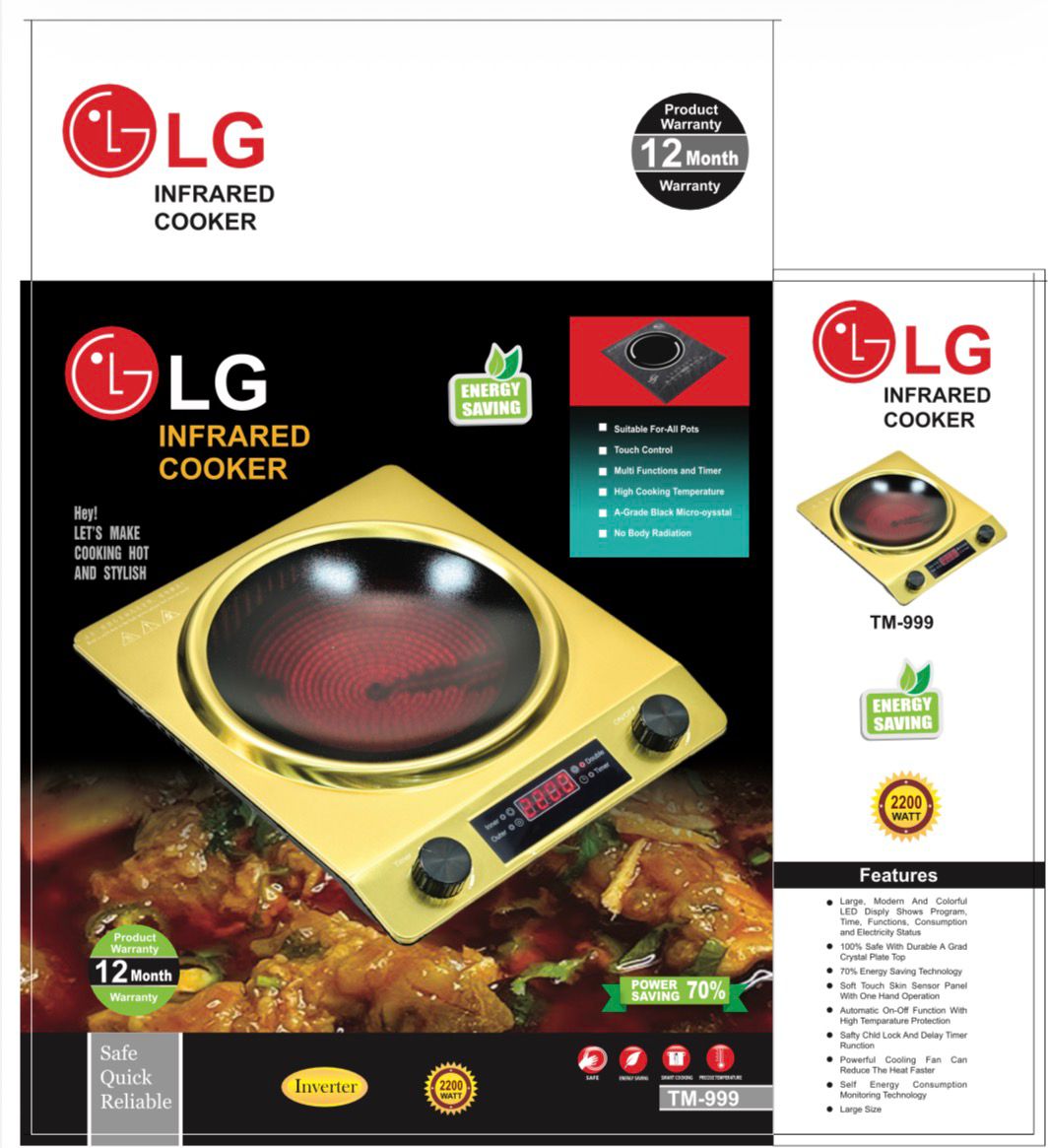 Picture of LG Infrared Cooker 2200 Watt (TM-999) Suitable for All pot, Touch Control, Multi Functions with Timer, No Body radiation and 70% Energy Saving