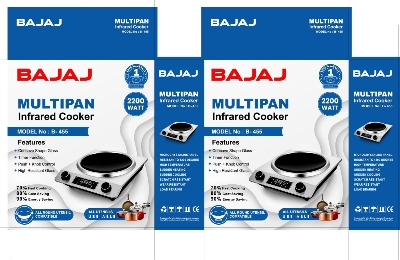 Picture of Bajaj Multipan 2200 Watt Infrared Cooker (B-455) with Timer Function, Concave shape high-resistant glass and 90% Energy Saving