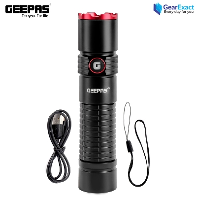 Picture of Geepas GFL51065 Rechargeable Zoomable LED Flashlight and Torch Light ( Black )
