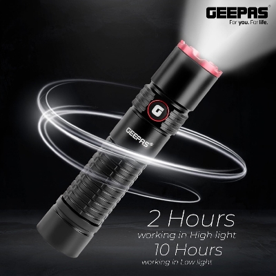 Picture of Geepas GFL51065 Rechargeable Zoomable LED Flashlight and Torch Light ( Black )