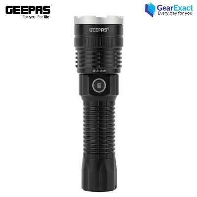 Picture of Geepas GFL51000 Rechargeable Zoomable LED Flashlight and Torch Light ( Black )