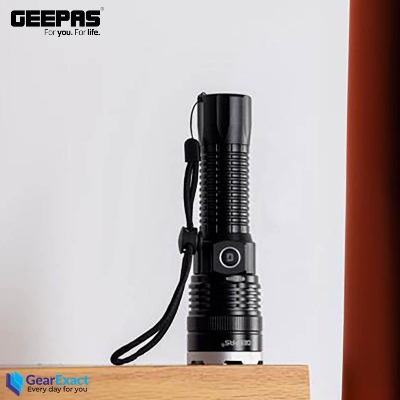 Picture of Geepas GFL51000 Rechargeable Zoomable LED Flashlight and Torch Light ( Black )
