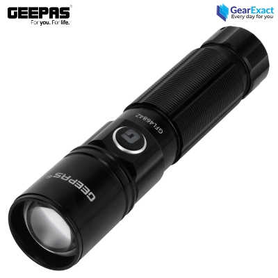 Picture of Geepas GFL4684Z Rechargeable Zoomable LED Flashlight and Torch Light ( Black )