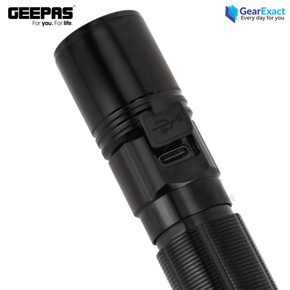 Picture of Geepas GFL4684Z Rechargeable Zoomable LED Flashlight and Torch Light ( Black )