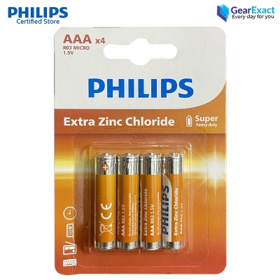 Picture of Philips R03L4B/70 AAA Extra Zinc Chloride Battery Bundle of 4 Pieces