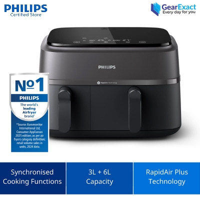 Picture of Philips NA350/00 Dual Basket Airfryer 3000 Series with Rapid Air Technology ( Black )