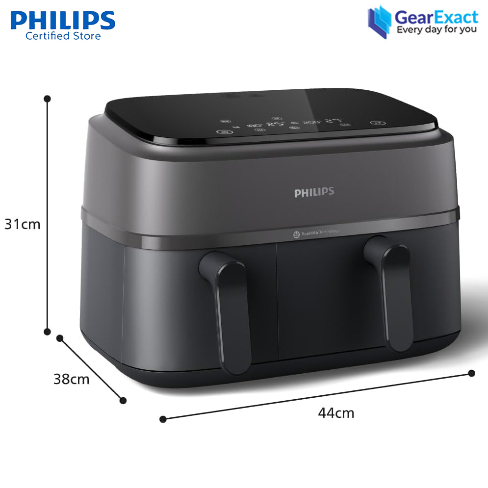 Picture of Philips NA350/00 Dual Basket Airfryer 3000 Series with Rapid Air Technology ( Black )