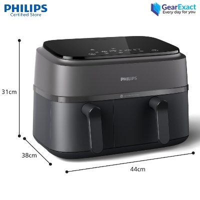 Picture of Philips NA350/00 Dual Basket Airfryer 3000 Series with Rapid Air Technology ( Black )