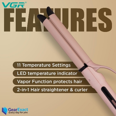 Picture of VGR V-572 StraightCare Essential 2-in-1 Hair Straightener and Curler for Women ( Pink )