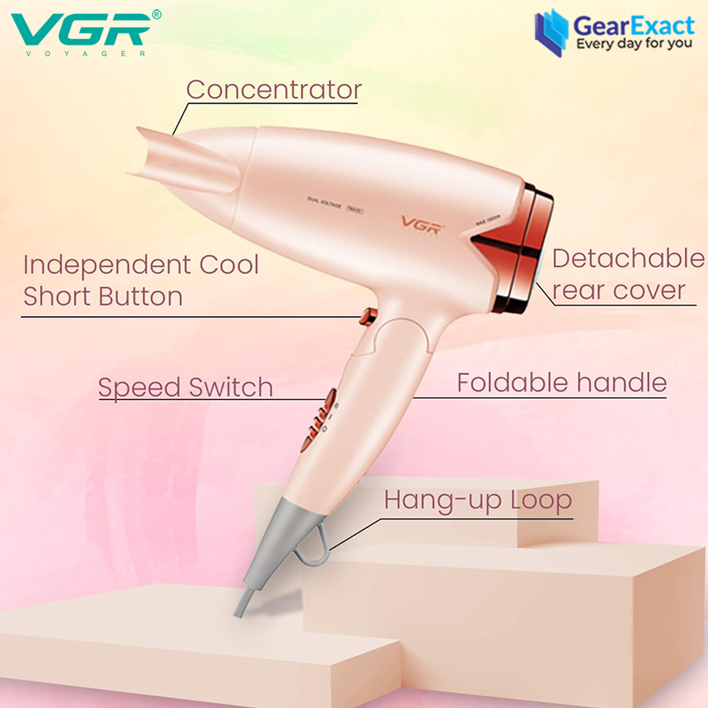 Picture of VGR V-428 Essential DryCare Compact Foldable Hair Dryer for Women ( Pink )