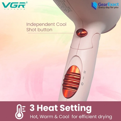Picture of VGR V-428 Essential DryCare Compact Foldable Hair Dryer for Women ( Pink )