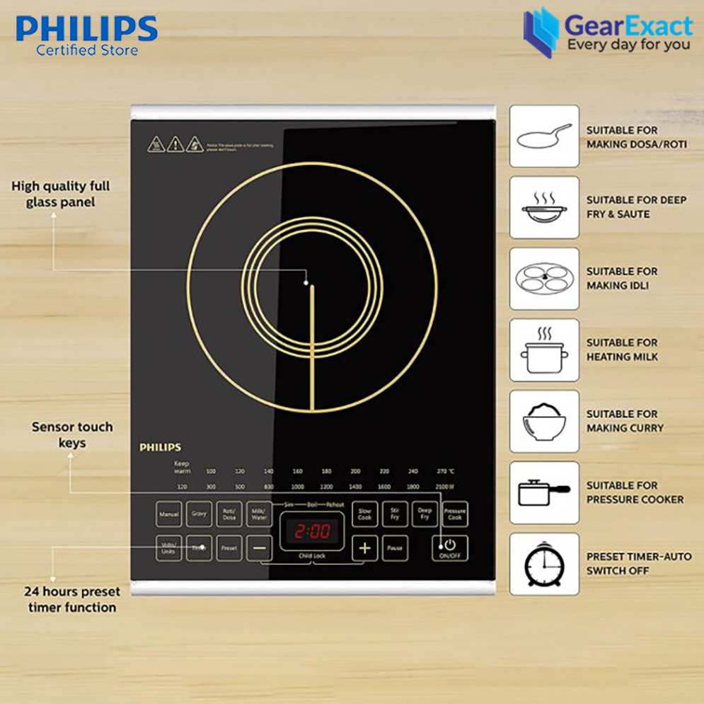 Picture of Philips HD4938/01 Induction Cooker Viva Collection with Sensor Touch and Full Crystal Glass