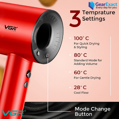Picture of VGR V-445 Essential Care DryCare Hair Dryer Salon Series for Women ( Red )