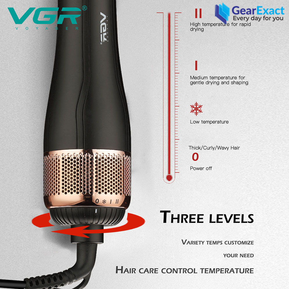 Picture of VGR V-492 Professional 3-in-1 Hot Air Brush, Styler, and Comb for Women ( Black )
