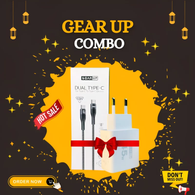 Picture of GearUP GP007 45W Fast PD Charger & GearUP CC6015 Type-C to C 60W PD cable Combo