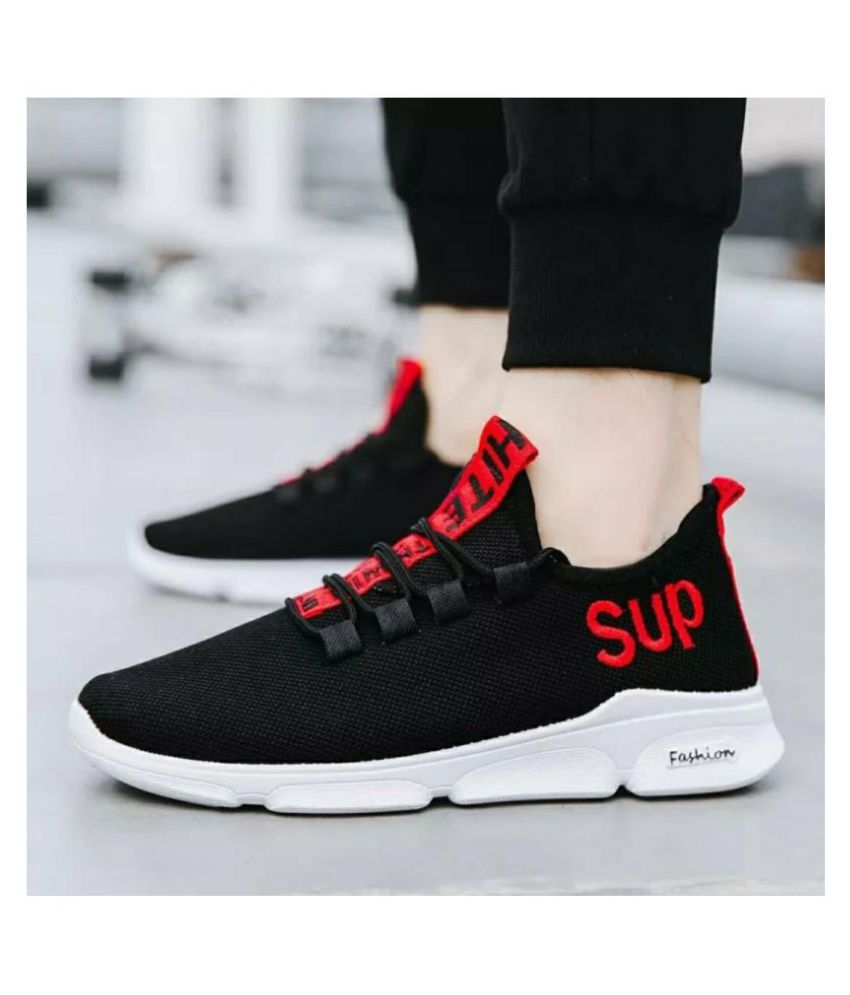 Picture of Running Sneakers Black and Red Color Casual Lace-Up Shoes Winter And Summer Men'S Shoes - - Shoe For Boys - Shoes For Men - Sneakers For Men - Shoe For Boys - Shoes For Men - Black
