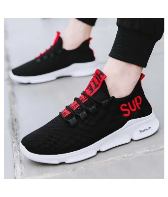 Picture of Running Sneakers Black and Red Color Casual Lace-Up Shoes Winter And Summer Men'S Shoes - - Shoe For Boys - Shoes For Men - Sneakers For Men - Shoe For Boys - Shoes For Men - Black