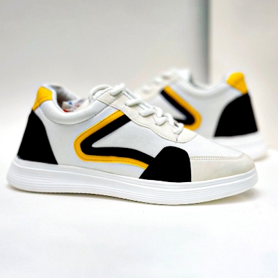 Picture of Stylish and Fashionable Summer and Winter Exclusive Sneakers Converse Shoes for Men-white & Black Yellow - White