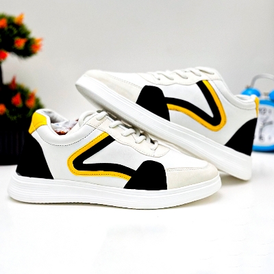 Picture of Stylish and Fashionable Summer and Winter Exclusive Sneakers Converse Shoes for Men-white & Black Yellow - White