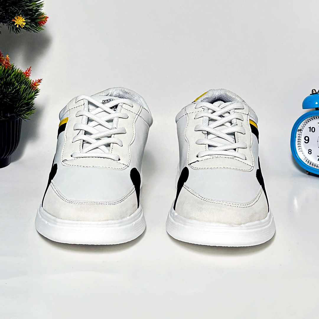 Picture of Stylish and Fashionable Summer and Winter Exclusive Sneakers Converse Shoes for Men-white & Black Yellow - White