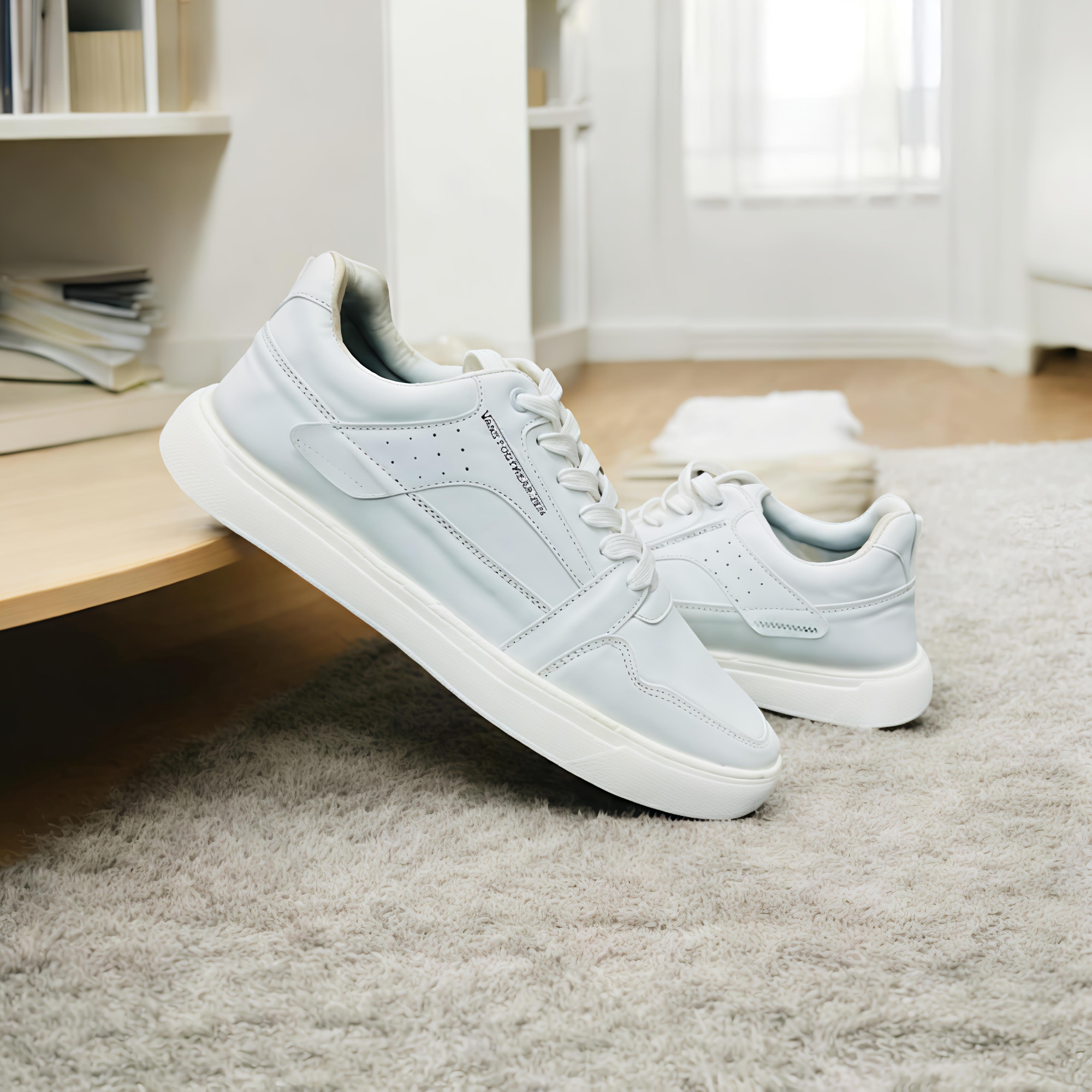 Picture of New 2025 Fashionable PU Leather Sneaker Shoes For Men - White