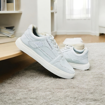 Picture of New 2025 Fashionable PU Leather Sneaker Shoes For Men - White