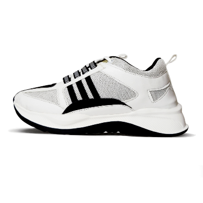 Picture of New Best Collection 2025 Comfortable Stylish & Fashionable Sports Look, Lace Up, Slip-on & Pull-on, Light Weight - White and Black Color Combination Sneaker For Men - Perfect For Any Occasion